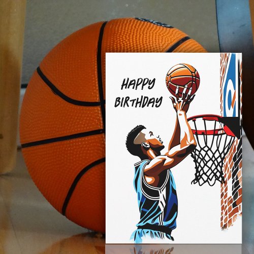 Basketball Lover Watercolor Splash Birthday  Card