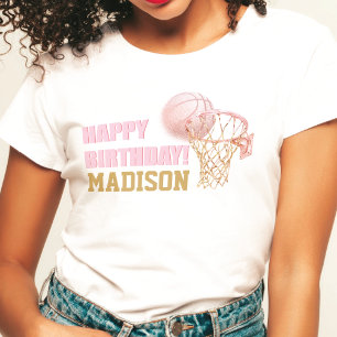 Basketball Luxury Girl Birthday Watercolor T-Shirt