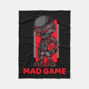 Basketball Mad Game Red And Gray Fleece Blanket