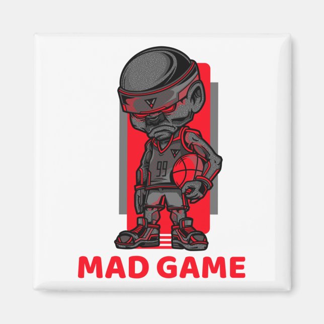 Basketball Mad Game Red And Gray  Magnet (Front)