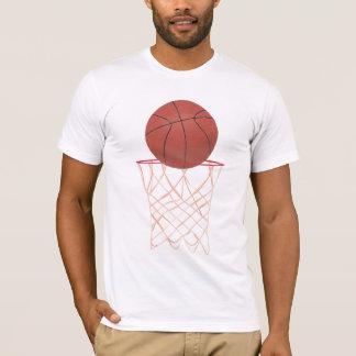Basketball making the basket, sports shirts