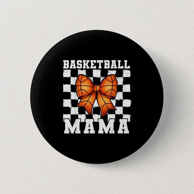 Basketball Mama Coquette Bow Game Day Funny Srts L Button (Front)