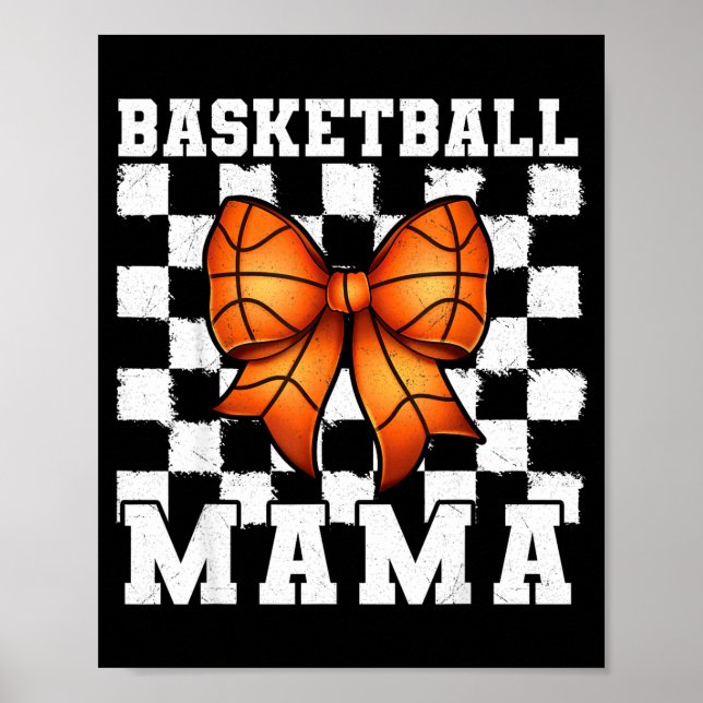 Basketball Mama Coquette Bow Game Day Funny Srts L Poster (Front)