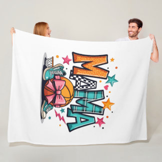 Basketball Mama Leopard Print Sporty Mother's Day  Fleece Blanket
