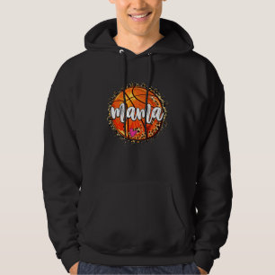 Basketball Mama Sports Mom Leopard Basketball Moth Hoodie