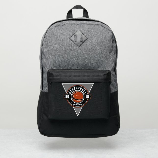 BASKETBALL Medallion with Editable Year & Name  Port Authority® Backpack (Front)