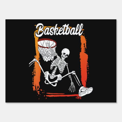 Basketball Men Women Kids Halloween Skeleton Sign