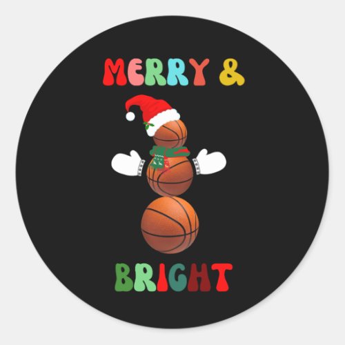 Basketball Merry  Bright Christmas t_shirt  Baby  Classic Round Sticker