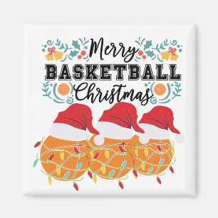 Basketball Merry Christmas to Player with Ball Magnet