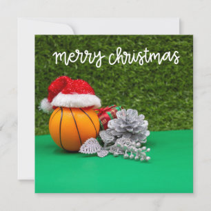 Basketball Merry Christmas with Santa Claus Hat  Card