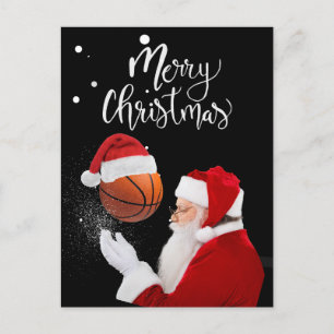 Basketball Merry Christmas with Santa Claus Postcard