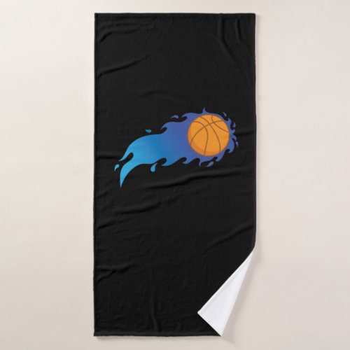 Basketball mit blauen Flammen Ballsport USA Bath Towel