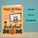 Basketball Mom Birthday Card<br><div class="desc">A mother’s birthday is a special day for countless reasons. But it's especially special when it's a mother who gives her all to a sports kid. She's always at every game and always there to shout her support. This design features a fun basketball mom theme with a goal and court....</div>