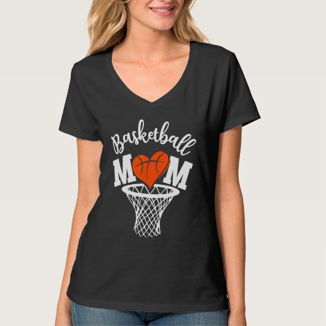 Basketball Mom Cute  Distressed Leopard Mother s D T-Shirt (Front)