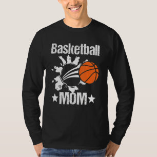 Basketball Mom Cute Novelty Distressed T-Shirt