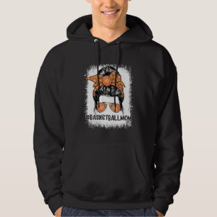Basketball Mom Glasses Messy Bun Women Cute Mother Hoodie