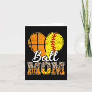 Basketball Mom Heart Softball Mama Leopard Mother' Card