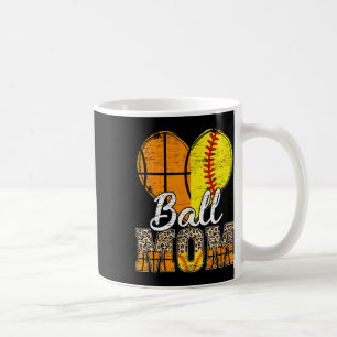 Basketball Mom Heart Softball Mama Leopard Mother' Coffee Mug