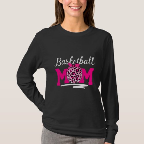 Basketball Mom Leopard Game Day Mothers Day  T_Shirt