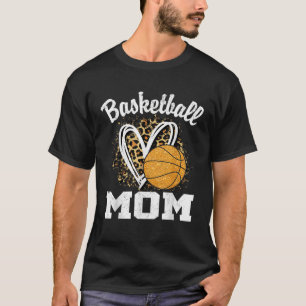 Basketball Mom Leopard Heart T-Shirt