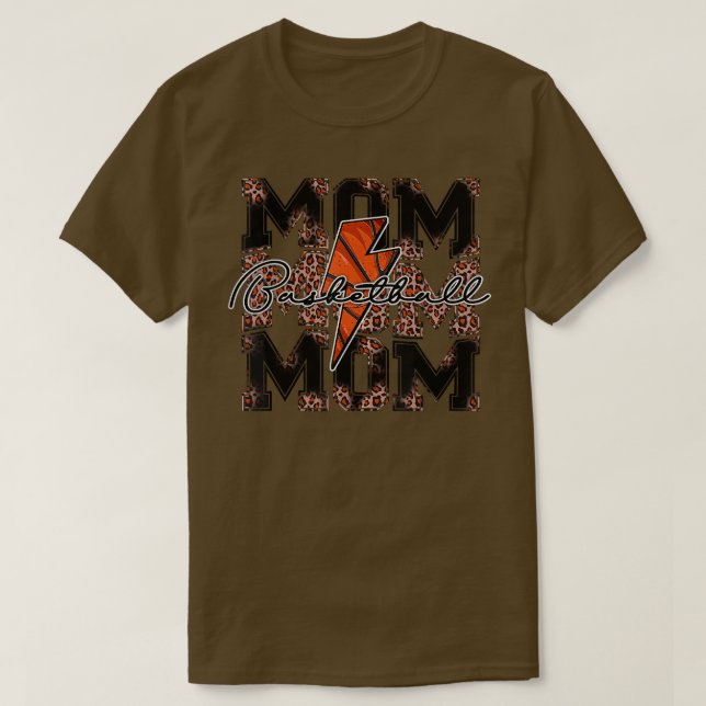 Basketball Mom leopard lightning bolt basketball g T-Shirt (Design Front)