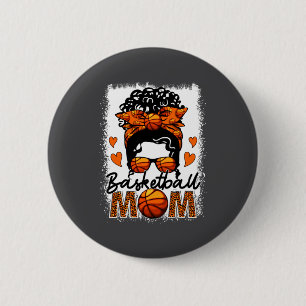 Basketball Mom Leopard Messy Bun Game Day Mother S Button
