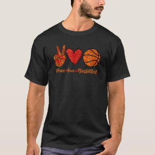 Basketball Mom Leopard Peace Love Basketball Mothe T-Shirt