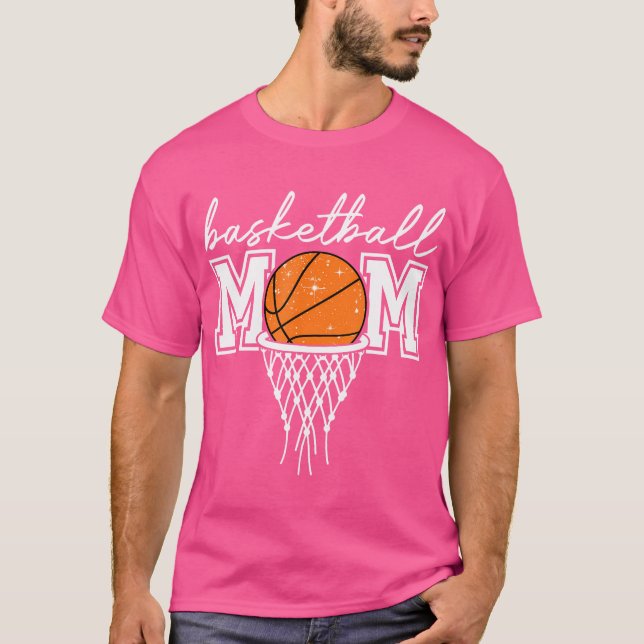 Basketball Mom Mother Leopard Basketball Hoop Net  T-Shirt (Front)