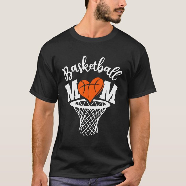 Basketball Mom Novelty Distressed Mother T-Shirt (Front)