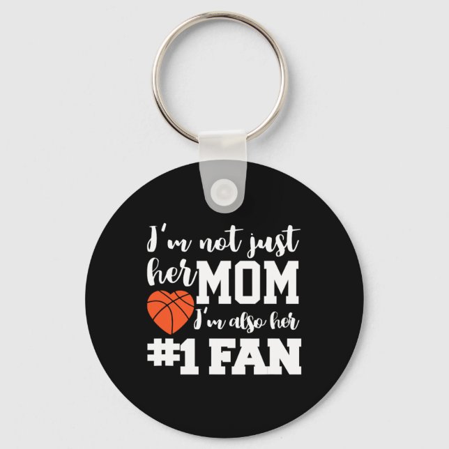 Basketball Mom Number One Fan Basketball Mothers J Keychain (Front)
