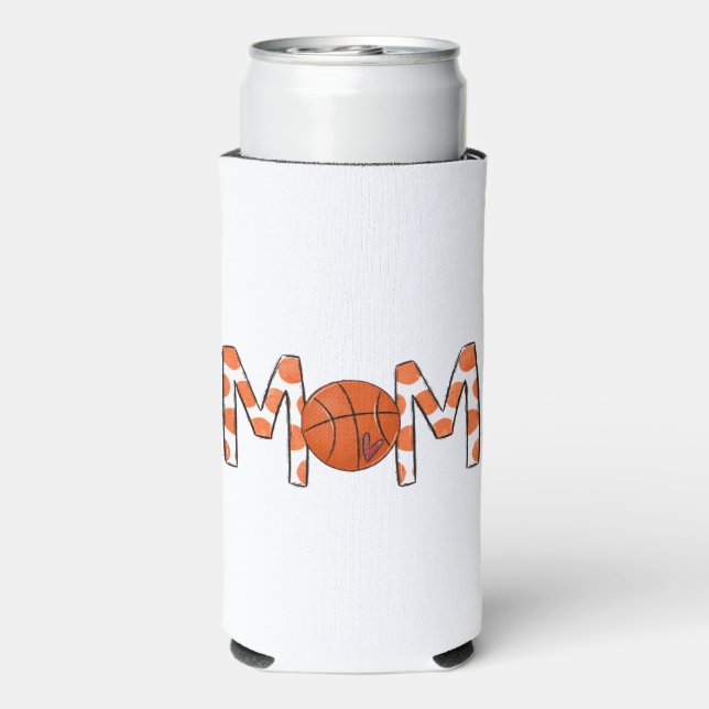 Basketball Mom Orange Polka Dot Heart Seltzer Can Cooler (Seltzer Back)