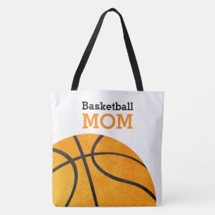 Basketball Mom Retro Personalized Trendy Orange Tote Bag