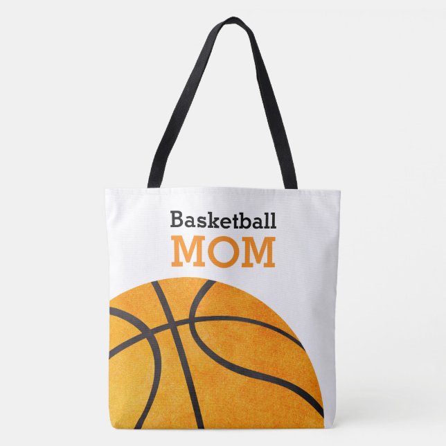 Basketball Mom Retro Personalized Trendy Orange Tote Bag (Front)
