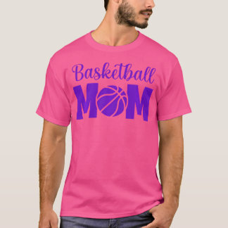 Basketball Mom Sporty Basket Ball Purple T-Shirt