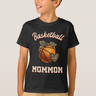 Basketball Mommom Bandana Leopard Heart Fans Mothe T-Shirt