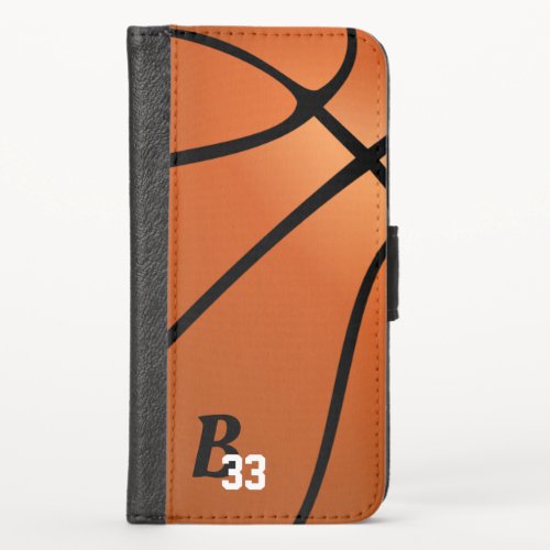 Basketball Monogram and Number Sports iPhone X Wallet Case