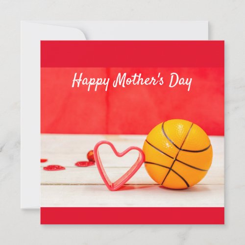 Basketball Mothers Day to mom with love red heart