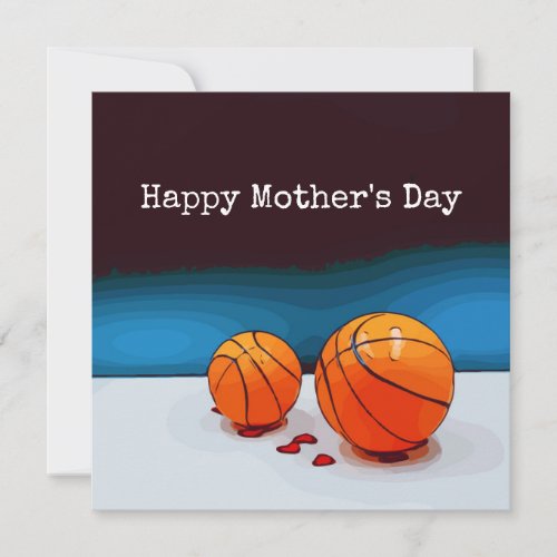 Basketball Mothers Day to mom with love red heart Card