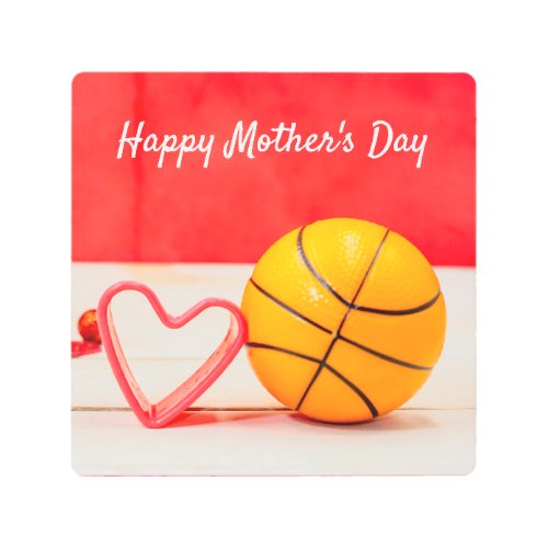 Basketball Mothers Day to mom with love red heart Metal Print