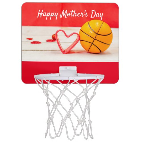 Basketball Mothers Day to mom with love red heart Mini Basketball Hoop