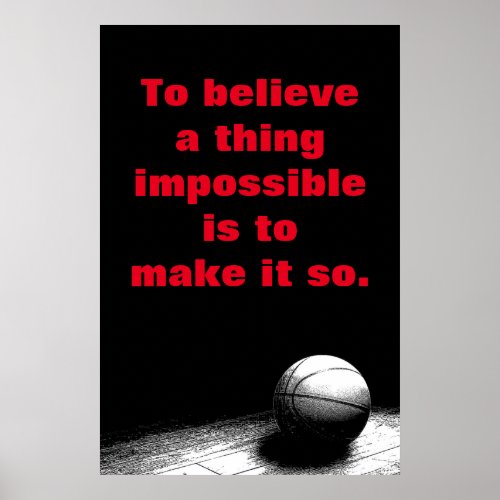 Basketball Motivational Inspirational Believe Poster