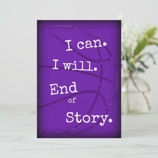 Basketball Motivational Quote Cards Purple (Standing Front)