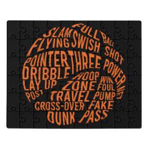 Basketball Motivational Word Cloud Art Jigsaw Puzzle