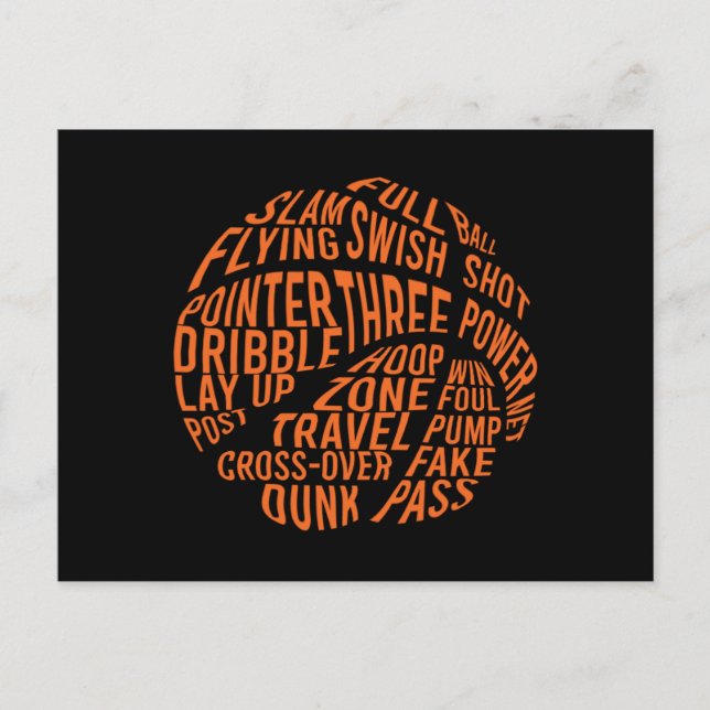 Basketball Motivational Word Cloud Art Postcard (Front)