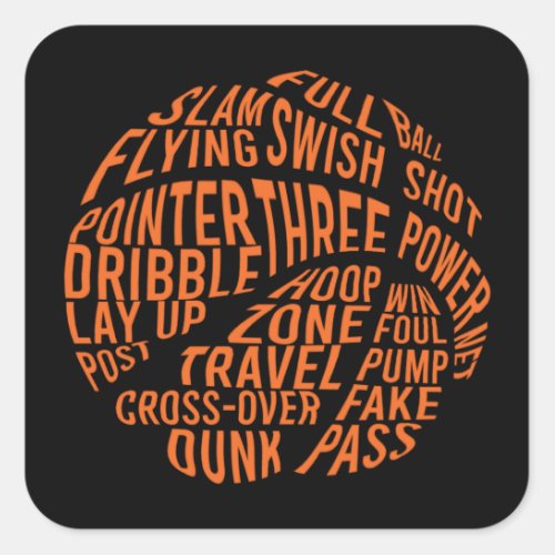 Basketball Motivational Word Cloud Art Square Sticker