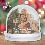 Basketball MVP Sports 2 Photo Couple Custom Snow Globes<br><div class="desc">Basketball MVP Sports Romantic Couple Modern 2 Photo Template Custom Snow Globes features two of your favorite photos with your personalized names with the customizable text "You're my MVP" in modern calligraphy script on the front and your custom text on the reverse if required. Makes a fantastic gift for sports...</div>