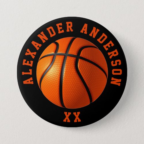 Basketball Name and Jersey Personalize Button