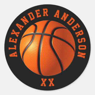 Basketball Name and Jersey Personalize Classic Round Sticker