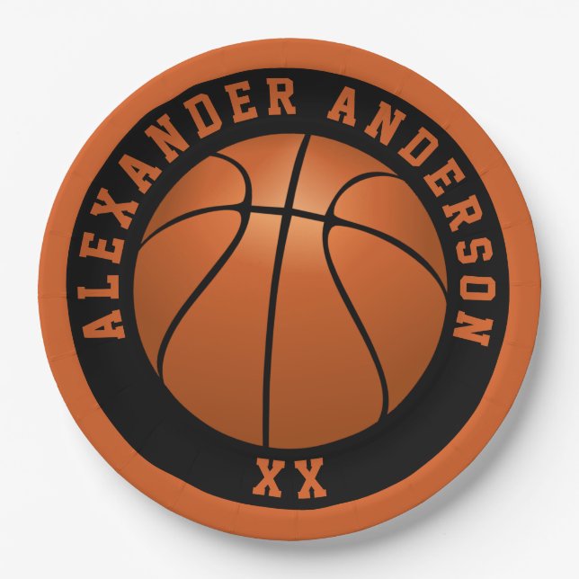 Basketball Name and Jersey Personalize Paper Plates (Front)