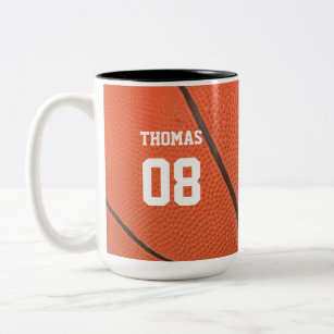 Basketball Name and Number Personalized Two-Tone Coffee Mug